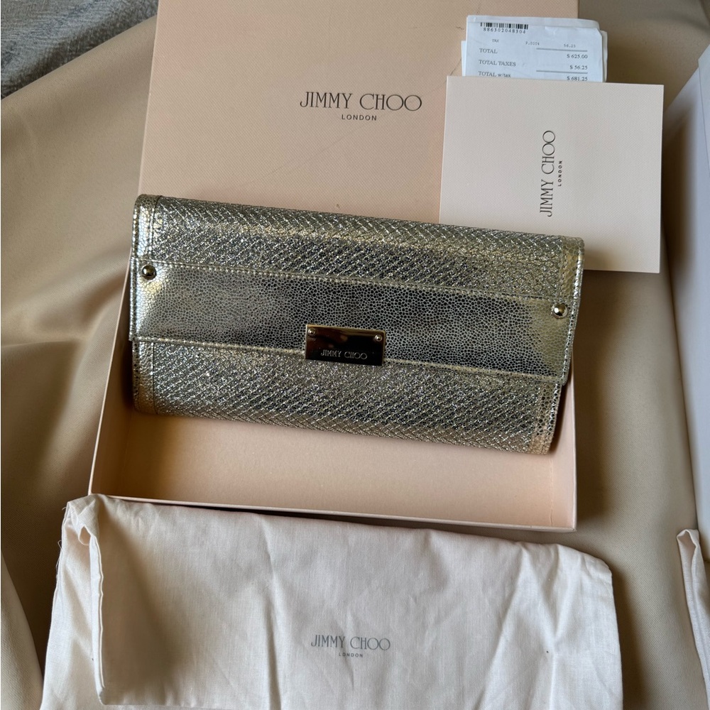 Jimmy Choo Gold Wallets Metallic Finish